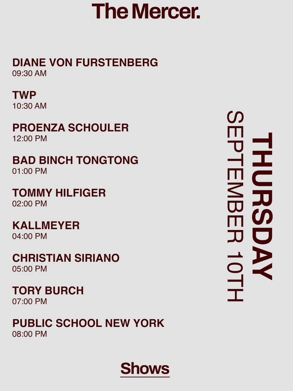 NEW YORK FASHION WEEK CALENDAR JUST CAME OUT AND A LOT IS HAPPENING
