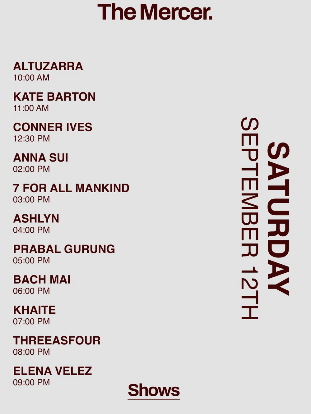 NEW YORK FASHION WEEK CALENDAR JUST CAME OUT AND A LOT IS HAPPENING