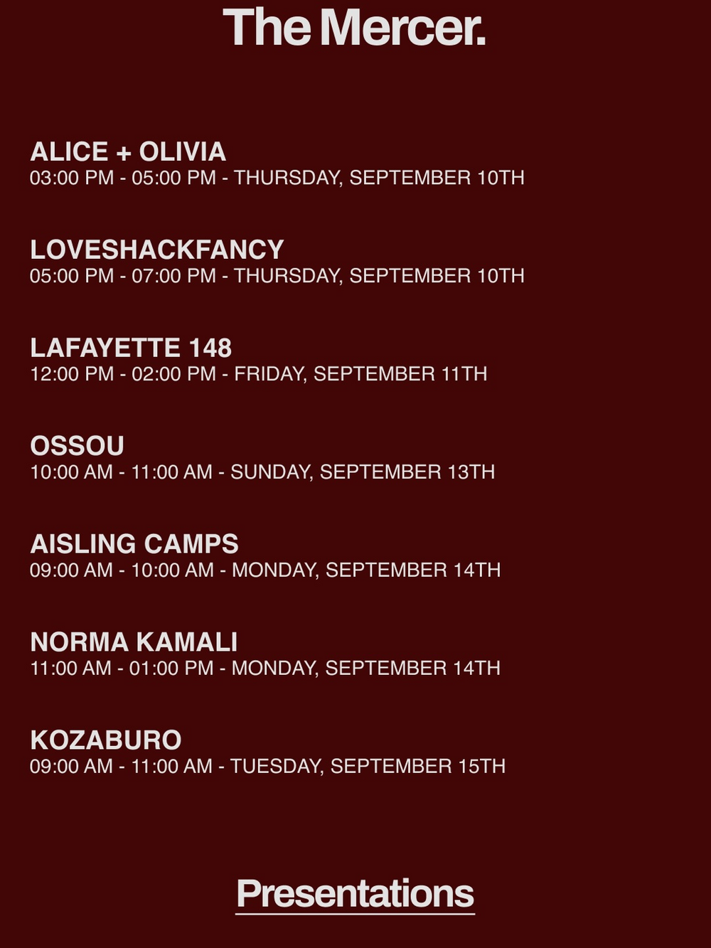 NEW YORK FASHION WEEK CALENDAR JUST CAME OUT AND A LOT IS HAPPENING
